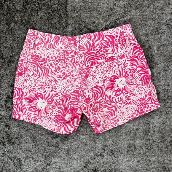 Lilly Pulitzer Callahan Short Sz 0 Pink And White Lion 5" - Picture 9 of 9